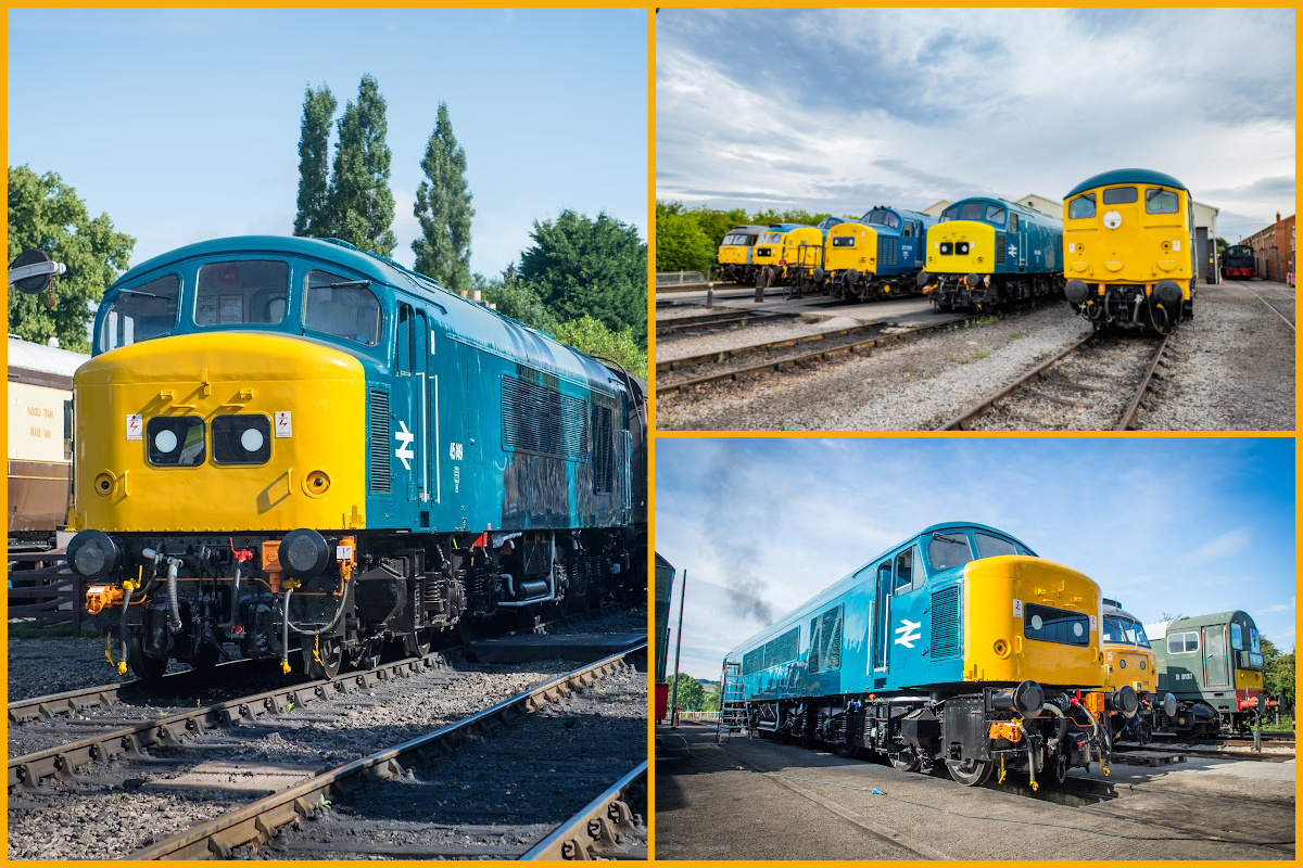 A collage of images of locomotives photographed by Jack Boskett.